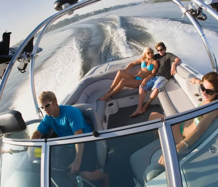 What is the interior design and comfort of the speedboat?